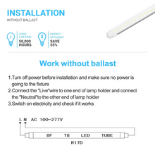 Load image into Gallery viewer, T8 8ft 48W R17 LED Tube Light 5760 Lumens 6500K Clear
