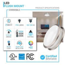 Load image into Gallery viewer, 14&quot; LED Double Ring Flush Mount, LED Ceiling Light, 1750 Lumens, Power: 25W, 3 Color switchable (3000K/4000K/5000K)