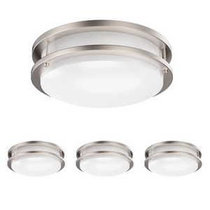 14" LED Double Ring Flush Mount, LED Ceiling Light, 1750 Lumens, Power: 25W, 3 Color switchable (3000K/4000K/5000K)