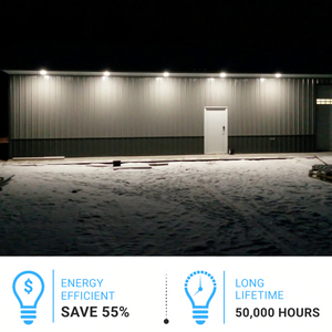 LED Barn Light w/ 3-pin NEMA Photocell, 72/96/120 Wattage Adjustable & 3000K/4000K/5000K CCT Tunable, 120-277V, Dusk to Dawn IP65 Waterproof