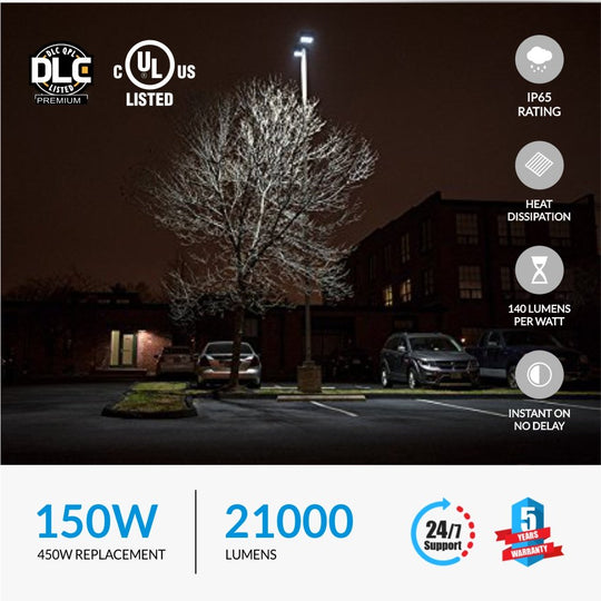 150W LED Pole Light; 5700K ; YM Bronze; AC100-277V - LEDMyplace