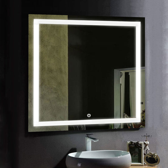 LED Bathroom Lighted Mirror 36" X 36" Lighted Vanity Mirror Includes Defogger Touch Switch Controls, Inner Window Style