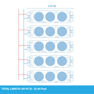 40-Pack LED Module, 3 LEDs/Mod, DC12V, 0.72W, Blue